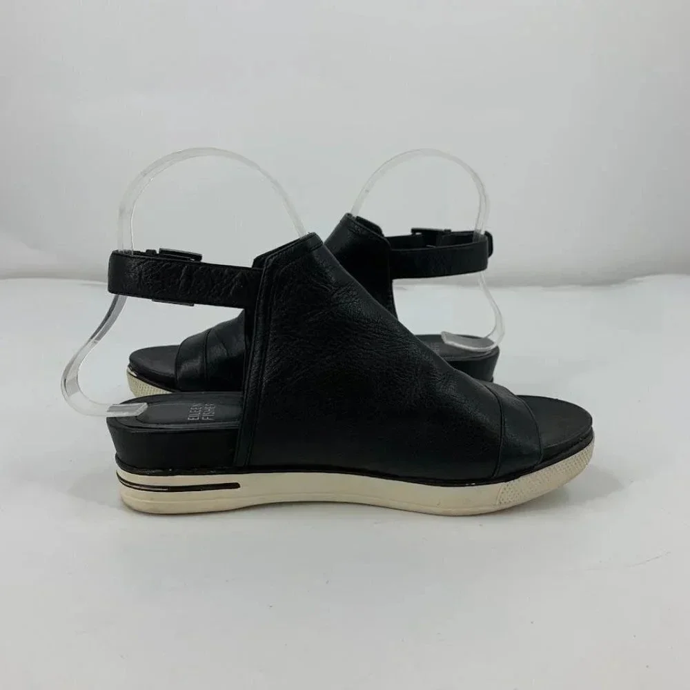 Eileen Fisher Women's Cover 2 Leather Open Toe Platform‎ Sandals Size 6.5